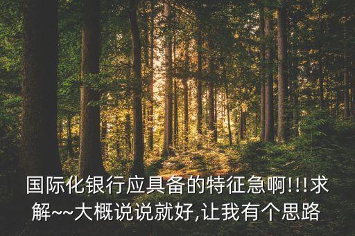 國(guó)際化銀行應(yīng)具備的特征急啊!!!求解~~大概說(shuō)說(shuō)就好,讓我有個(gè)思路
