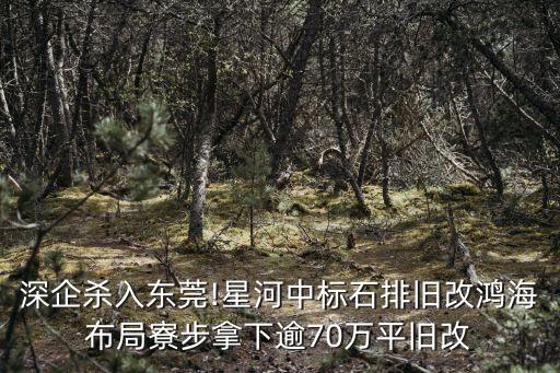 深企殺入東莞!星河中標(biāo)石排舊改鴻海布局寮步拿下逾70萬(wàn)平舊改
