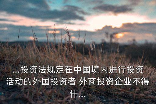 ...投資法規(guī)定在中國境內(nèi)進行投資活動的外國投資者 外商投資企業(yè)不得什...