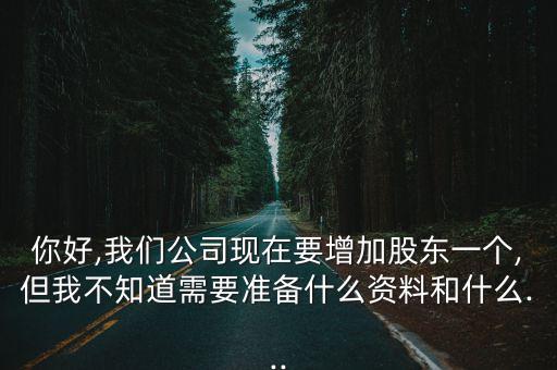 你好,我們公司現在要增加股東一個,但我不知道需要準備什么資料和什么...