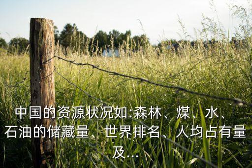 中國的資源狀況如:森林、煤、水、 石油的儲藏量、世界排名、人均占有量及...