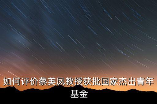 如何評(píng)價(jià)蔡英鳳教授獲批國(guó)家杰出青年 基金