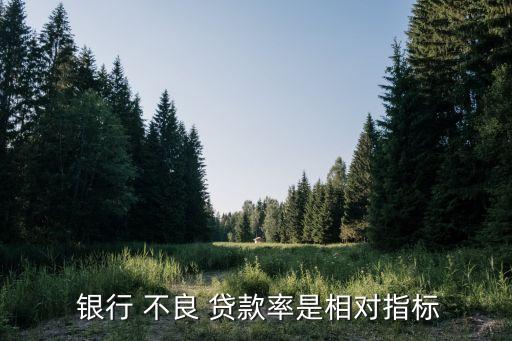  銀行 不良 貸款率是相對指標(biāo)