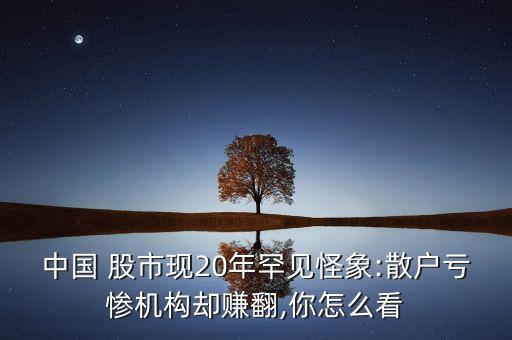 中國 股市現(xiàn)20年罕見怪象:散戶虧慘機構卻賺翻,你怎么看