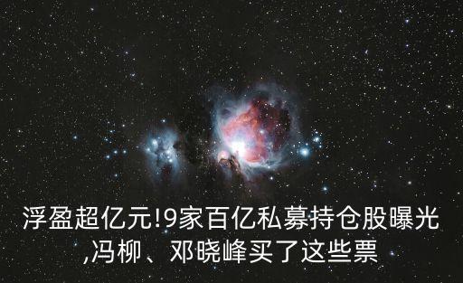 浮盈超億元!9家百億私募持倉股曝光,馮柳、鄧曉峰買了這些票