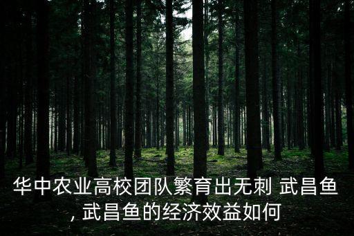 華中農業(yè)高校團隊繁育出無刺 武昌魚, 武昌魚的經濟效益如何