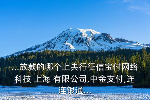 ...放款的哪個上央行征信寶付網(wǎng)絡科技 上海 有限公司,中金支付,連連銀通...