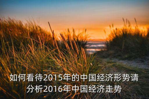 如何看待2015年的中國經(jīng)濟(jì)形勢請分析2016年中國經(jīng)濟(jì)走勢