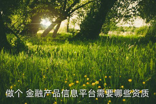 做個(gè) 金融產(chǎn)品信息平臺(tái)需要哪些資質(zhì)