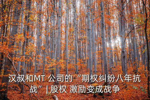 漢叔和MT 公司的“期權糾紛八年抗戰(zhàn)”| 股權 激勵變成戰(zhàn)爭