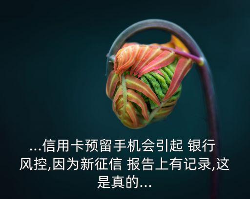 ...信用卡預(yù)留手機(jī)會引起 銀行 風(fēng)控,因?yàn)樾抡餍?報(bào)告上有記錄,這是真的...