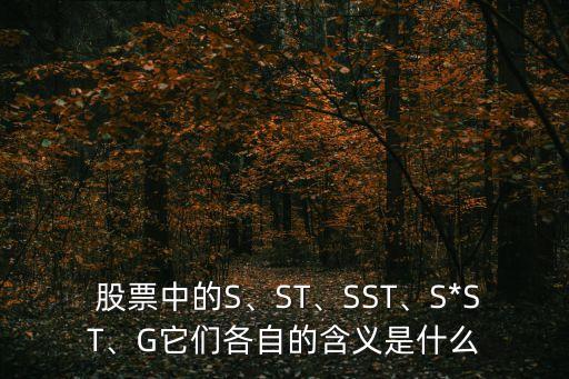  股票中的S、ST、SST、S*ST、G它們各自的含義是什么