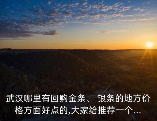 武漢哪里有回購金條、 銀條的地方價格方面好點的,大家給推薦一個...