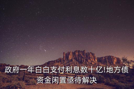 政府一年白白支付利息數十億!地方債資金閑置亟待解決