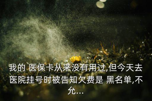 我的 醫(yī)?？◤膩頉]有用過,但今天去醫(yī)院掛號時被告知欠費(fèi)是 黑名單,不允...