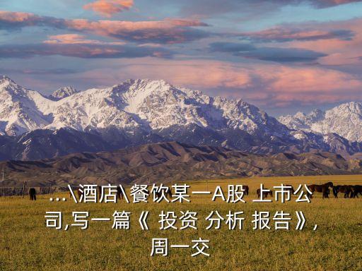 ...\酒店\餐飲某一A股 上市公司,寫(xiě)一篇《 投資 分析 報(bào)告》,周一交