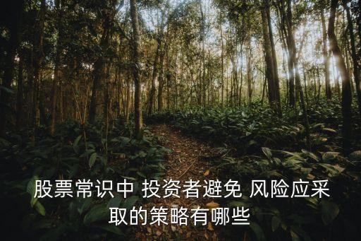  股票常識中 投資者避免 風險應(yīng)采取的策略有哪些