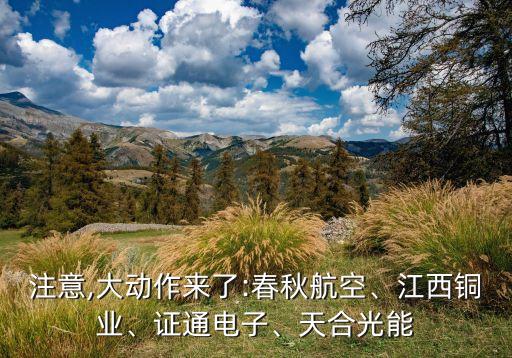注意,大動作來了:春秋航空、江西銅業(yè)、證通電子、天合光能