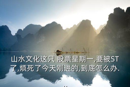 山水文化這只 股票星期一,要被ST了,煩死了今天剛進(jìn)的,到底怎么辦...