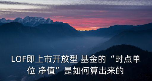 LOF即上市開放型 基金的“時點(diǎn)單位 凈值”是如何算出來的