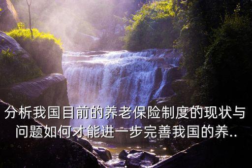 分析我國目前的養(yǎng)老保險(xiǎn)制度的現(xiàn)狀與問題如何才能進(jìn)一步完善我國的養(yǎng)...