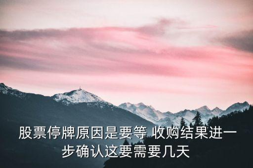  股票停牌原因是要等 收購結果進一步確認這要需要幾天