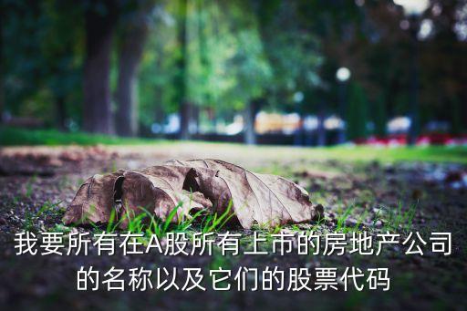 我要所有在A股所有上市的房地產公司的名稱以及它們的股票代碼