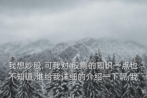 我想炒股,可我對 股票的知識一點也不知道,誰給我詳細的介紹一下呢,我...
