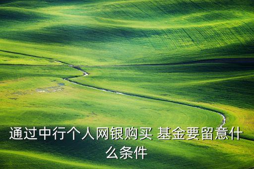 通過(guò)中行個(gè)人網(wǎng)銀購(gòu)買(mǎi) 基金要留意什么條件