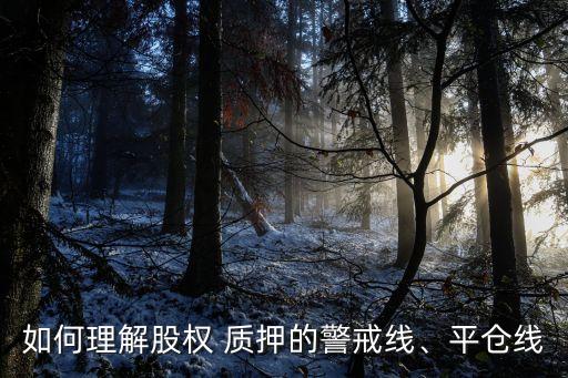 如何理解股權(quán) 質(zhì)押的警戒線、平倉線