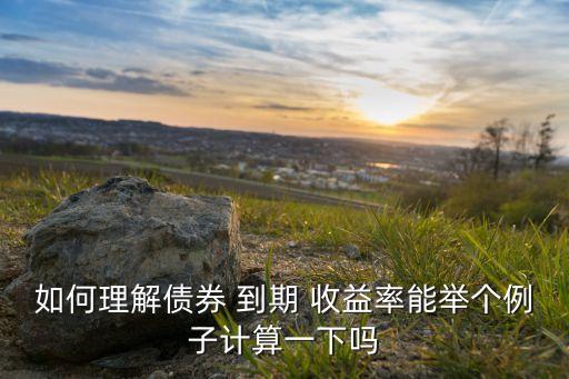 如何理解債券 到期 收益率能舉個例子計算一下嗎