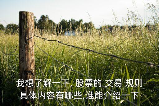 我想了解一下, 股票的 交易 規(guī)則具體內容有哪些,誰能介紹一下