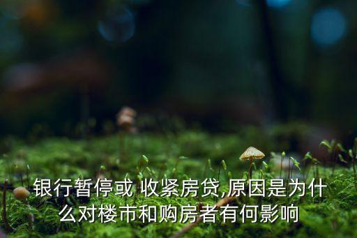  銀行暫?；?收緊房貸,原因是為什么對樓市和購房者有何影響