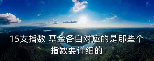 15支指數(shù) 基金各自對應的是那些個指數(shù)要詳細的