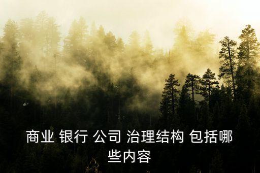 商業(yè) 銀行 公司 治理結構 包括哪些內容