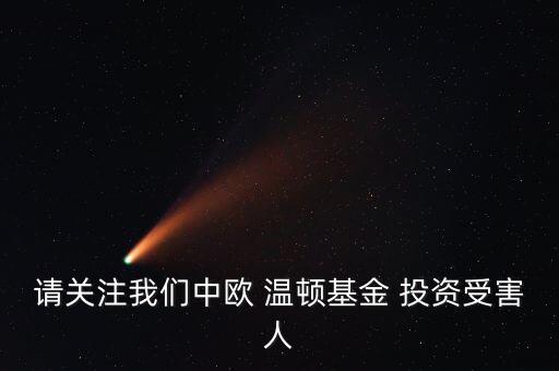 請(qǐng)關(guān)注我們中歐 溫頓基金 投資受害人