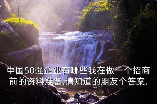 中國50強(qiáng)企業(yè)有哪些我在做一個(gè)招商前的資料準(zhǔn)備,請(qǐng)知道的朋友個(gè)答案...