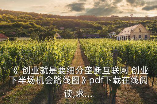 《 創(chuàng)業(yè)就是要細(xì)分壟斷互聯(lián)網(wǎng) 創(chuàng)業(yè)下半場(chǎng)機(jī)會(huì)路線圖》pdf下載在線閱讀,求...