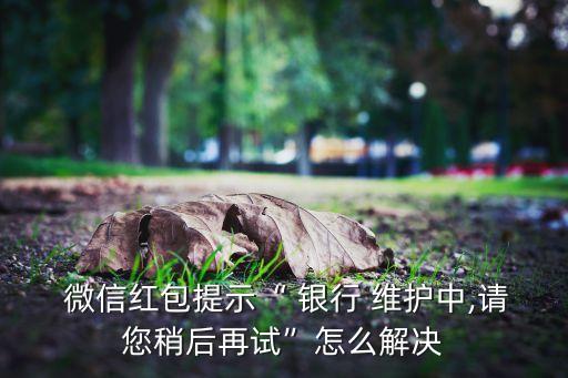  微信紅包提示“ 銀行 維護(hù)中,請您稍后再試”怎么解決