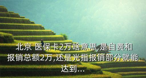  北京 醫(yī)?？?萬啥意思,是自費(fèi)和報(bào)銷總額2萬,還是光指報(bào)銷部分就能達(dá)到...