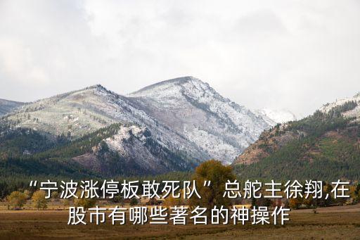 “寧波漲停板敢死隊”總舵主徐翔,在股市有哪些著名的神操作