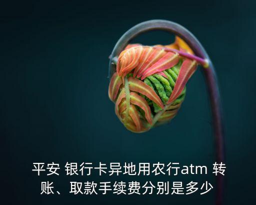  平安 銀行卡異地用農行atm 轉賬、取款手續(xù)費分別是多少
