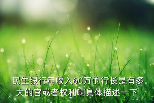 民生銀行年收入60萬的行長(zhǎng)是有多大的官或者權(quán)利啊具體描述一下