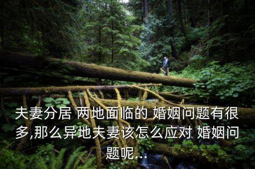 夫妻分居 兩地面臨的 婚姻問(wèn)題有很多,那么異地夫妻該怎么應(yīng)對(duì) 婚姻問(wèn)題呢...