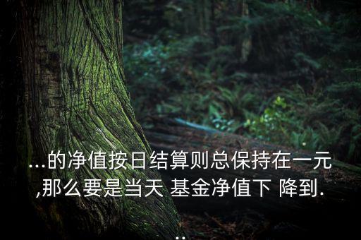 ...的凈值按日結(jié)算則總保持在一元,那么要是當天 基金凈值下 降到...