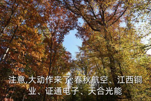 注意,大動作來了:春秋航空、江西銅業(yè)、證通電子、天合光能