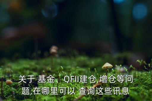 關(guān)于 基金、QFII建倉,增倉等問題,在哪里可以 查詢這些訊息