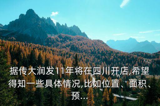 據(jù)傳大潤發(fā)11年將在四川開店,希望得知一些具體情況,比如位置、面積、預(yù)...