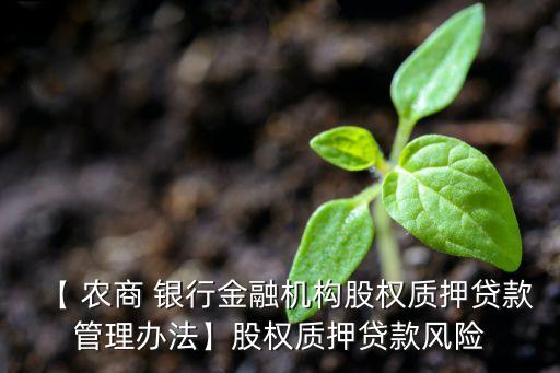 【 農(nóng)商 銀行金融機構(gòu)股權(quán)質(zhì)押貸款管理辦法】股權(quán)質(zhì)押貸款風險