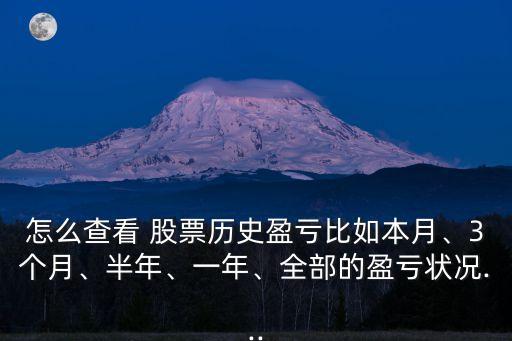 怎么查看 股票歷史盈虧比如本月、3個月、半年、一年、全部的盈虧狀況...